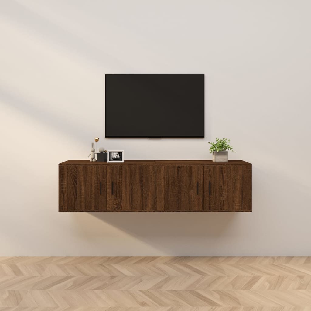 Nástěnné TV skříňky 2 ks hnědý dub 80 x 34,5 x 40 cm