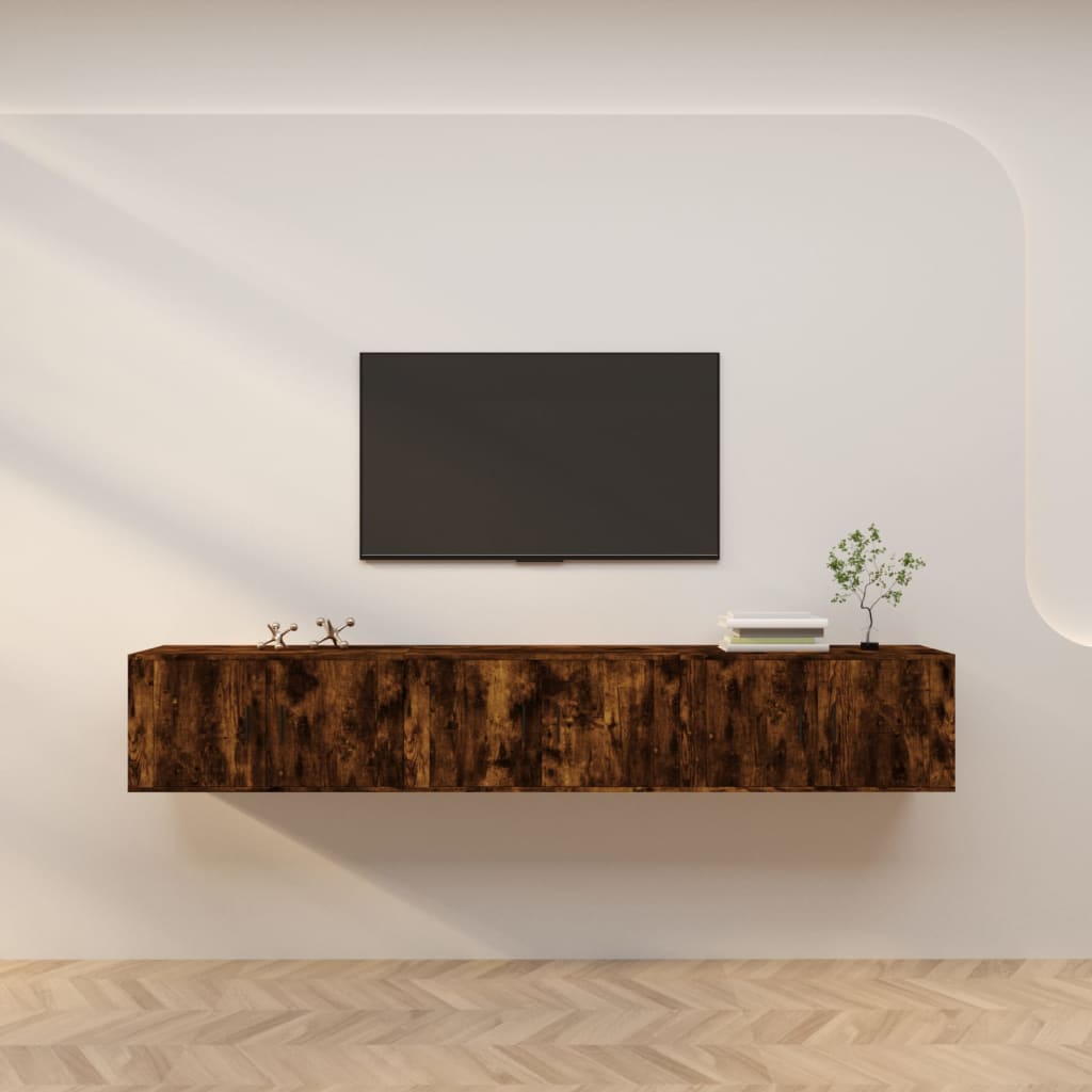 Nástěnné TV skříňky 3 ks kouřový dub 80 x 34,5 x 40 cm