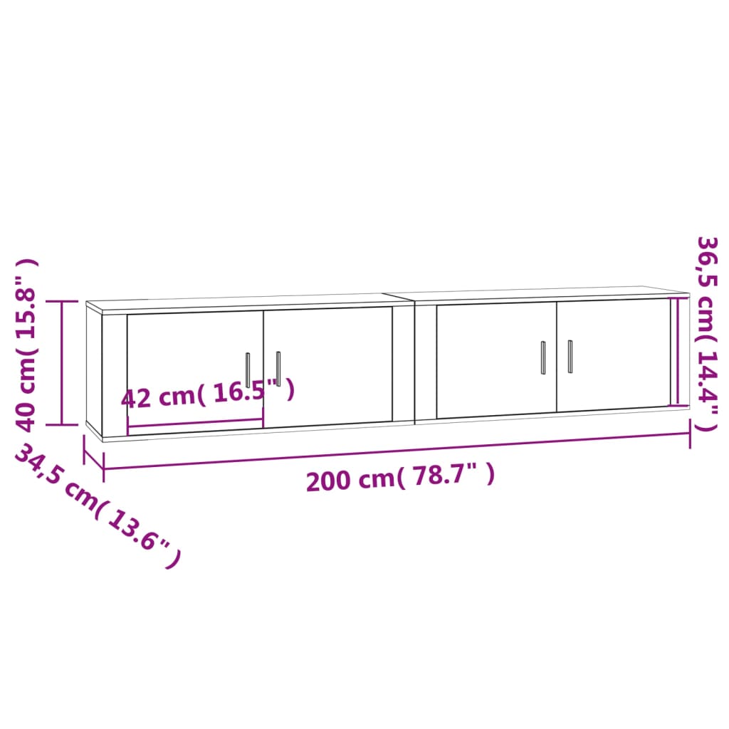 Nástěnné TV skříňky 2 ks bílé s vysokým leskem 100x34,5x40 cm