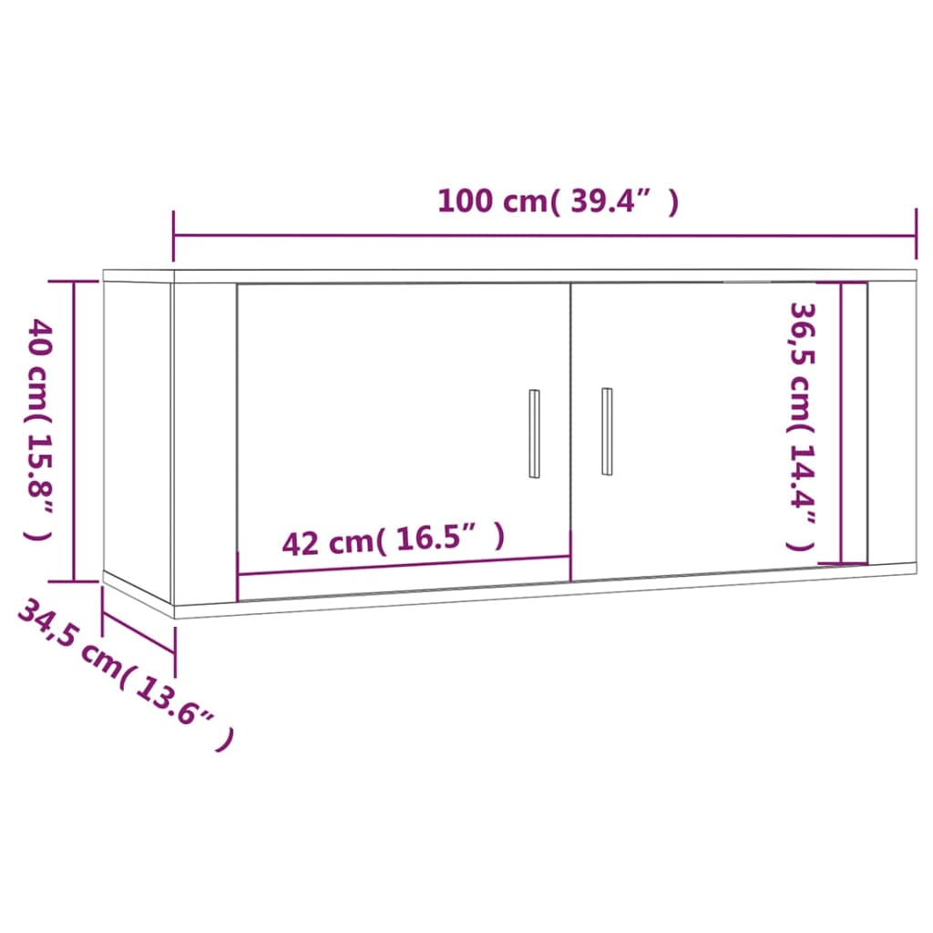 Nástěnné TV skříňky 2 ks bílé s vysokým leskem 100x34,5x40 cm