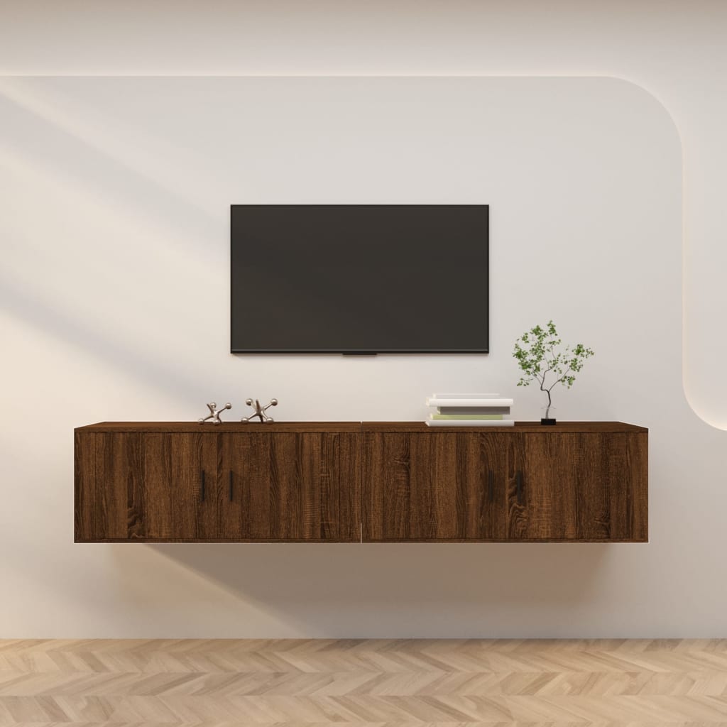 Nástěnné TV skříňky 2 ks hnědý dub 100 x 34,5 x 40 cm