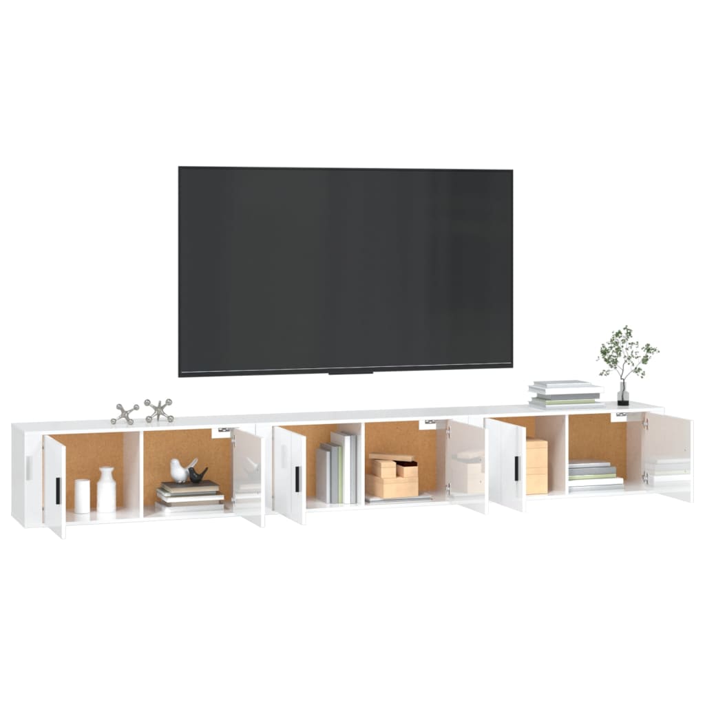 Nástěnné TV skříňky 3 ks bílé s vysokým leskem 100x34,5x40 cm