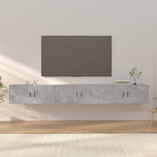 Nástěnné TV skříňky 3 ks betonově šedé 100 x 34,5 x 40 cm