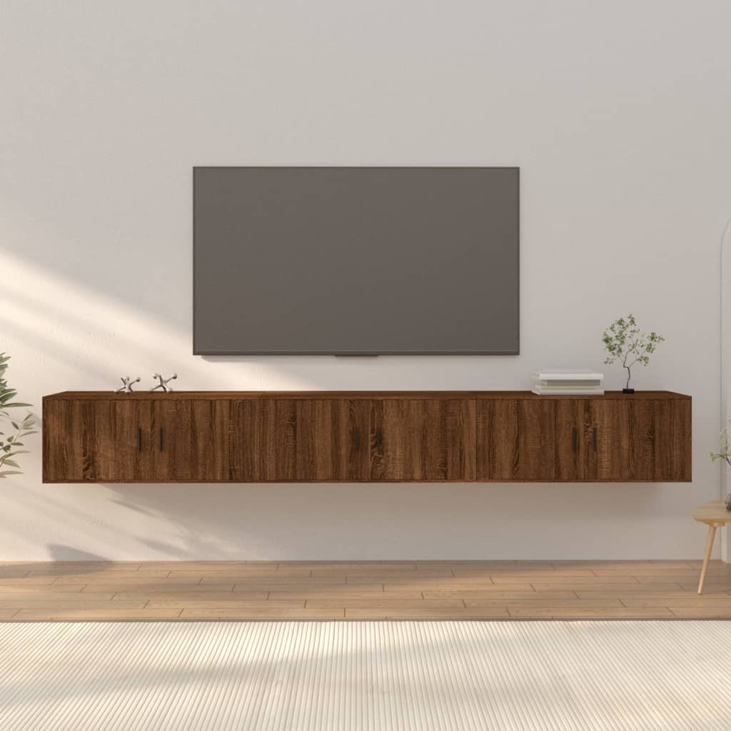 Nástěnné TV skříňky 3 ks hnědý dub 100 x 34,5 x 40 cm