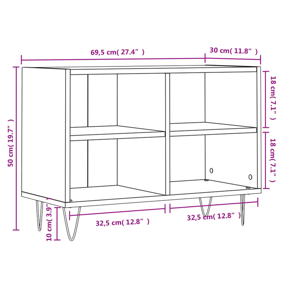 TV skříňka hnědý dub 69,5 x 30 x 50 cm kompozitní dřevo