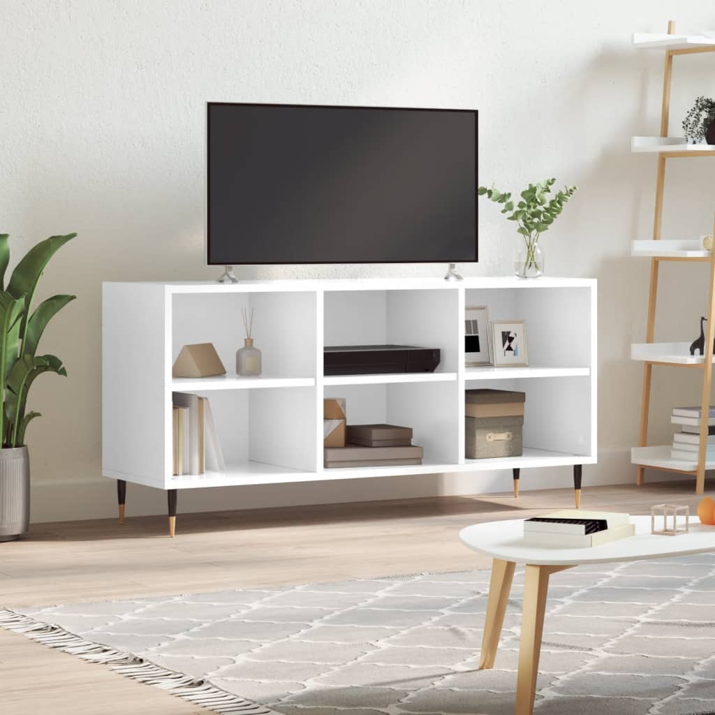 TV skříňka bílá vysoký lesk 103,5 x 30 x 50 cm kompozitní dřevo