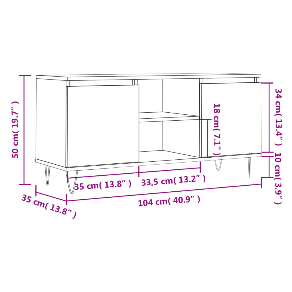 TV skříňka bílá s vysokým leskem 104x35x50 cm kompozitní dřevo