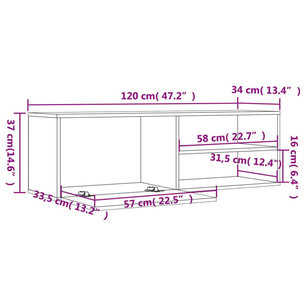 TV skříňka kouřový dub 120 x 34 x 37 cm kompozitní dřevo