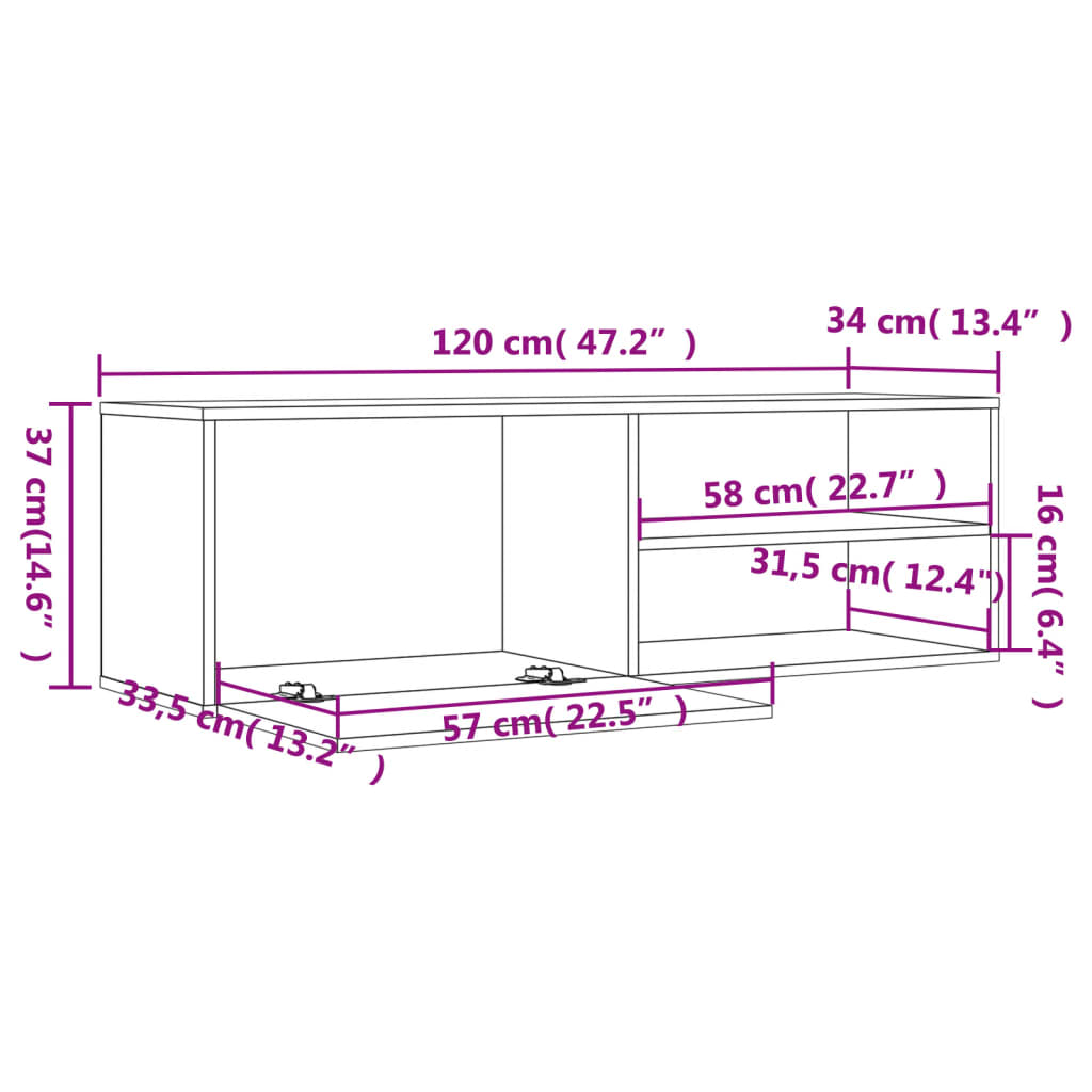 TV skříňka šedá sonoma 120 x 34 x 37 cm kompozitní dřevo