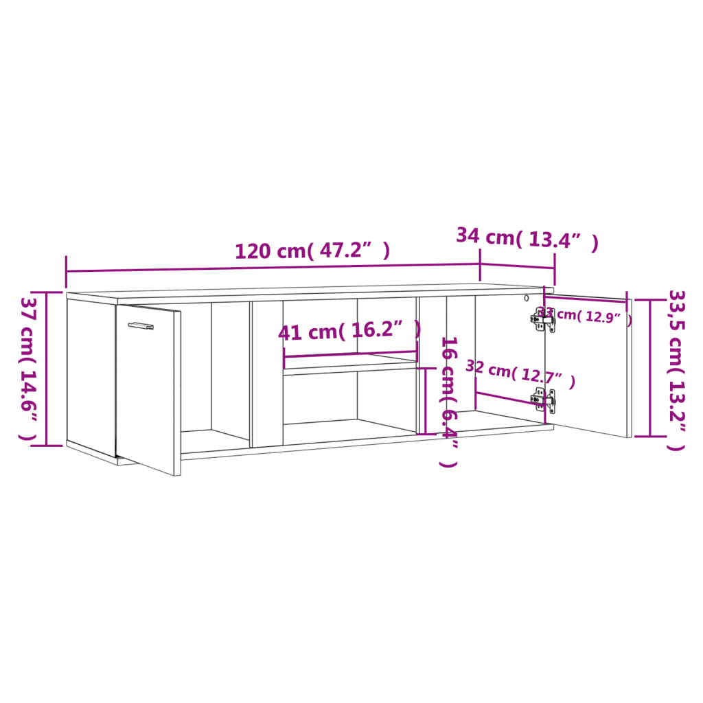 TV skříňka kouřový dub 120 x 34 x 37 cm kompozitní dřevo