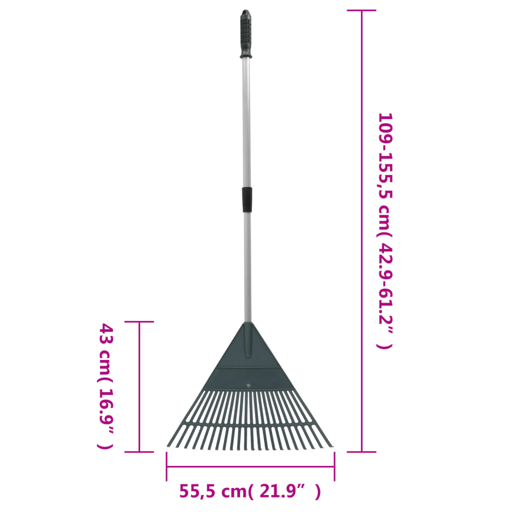 Hrábě na listí tmavě zelené 155,5 cm PP