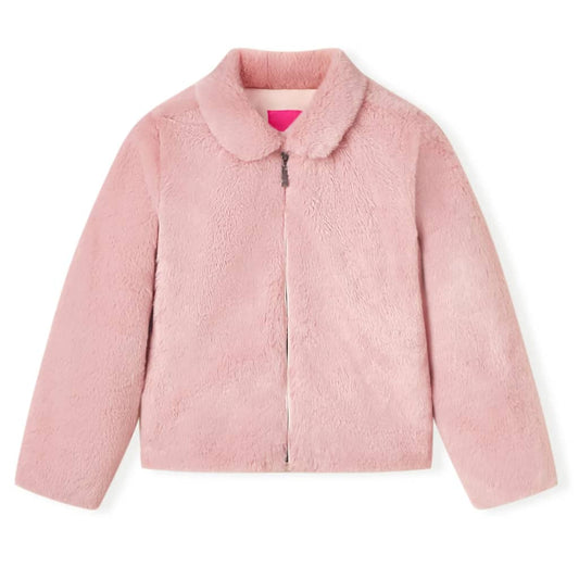 Dětský kabát umělá kožešina růžový 128