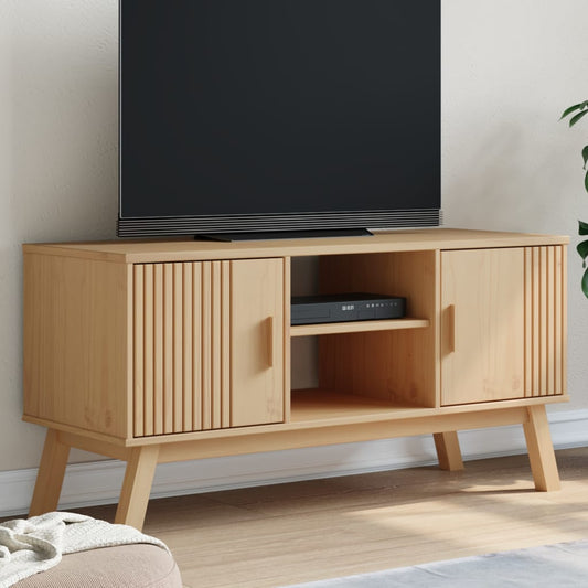 TV skříňka OLDEN hnědá 114 x 43 x 57 cm masivní borové dřevo