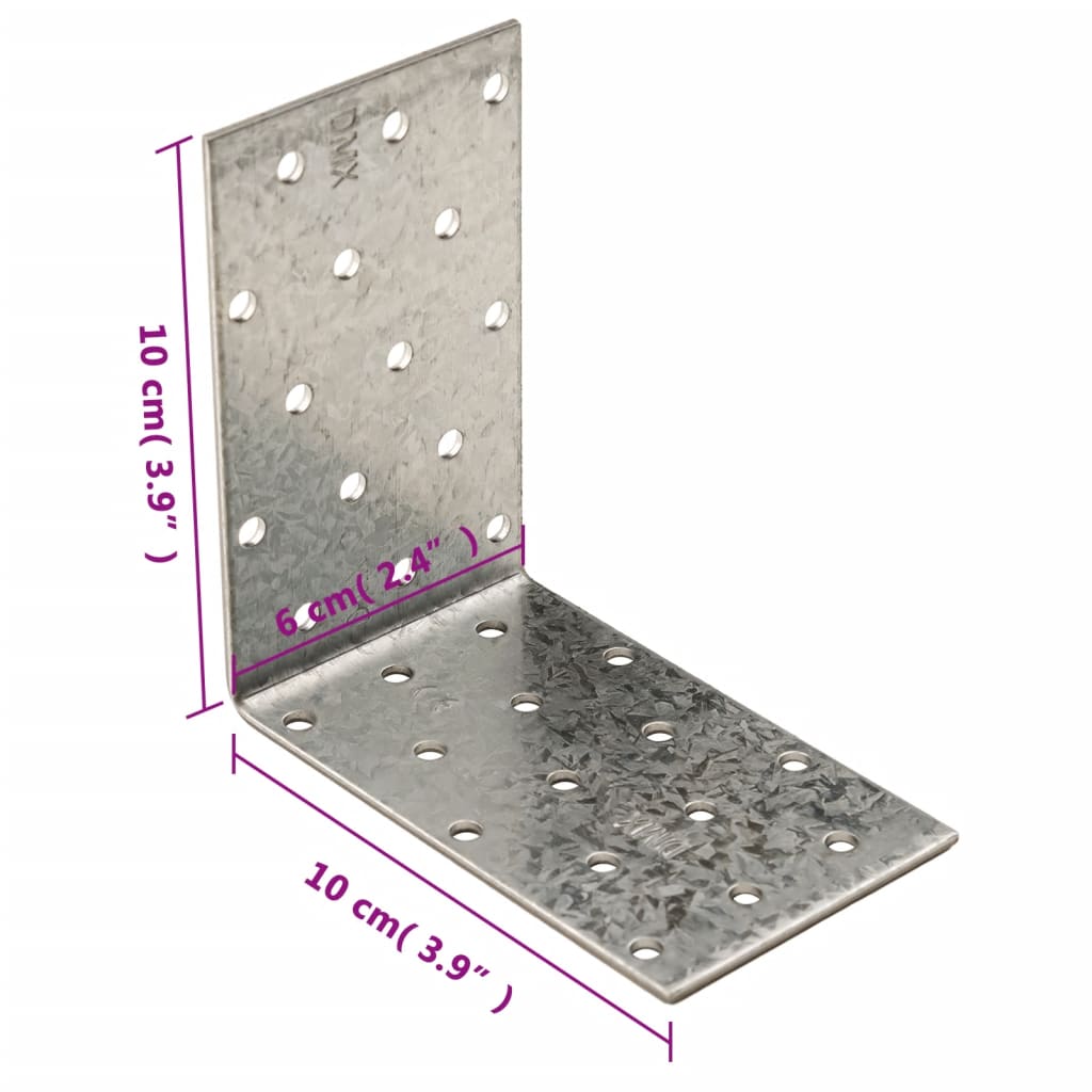 Úhlové konzoly 40 ks 2 mm 100 x 60 x 100 mm pozinkovaná ocel