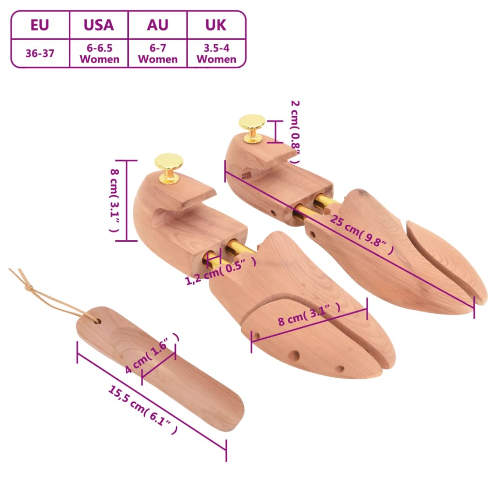 Roztahováky do bot se lžící EU 36–37 masivní cedrové dřevo