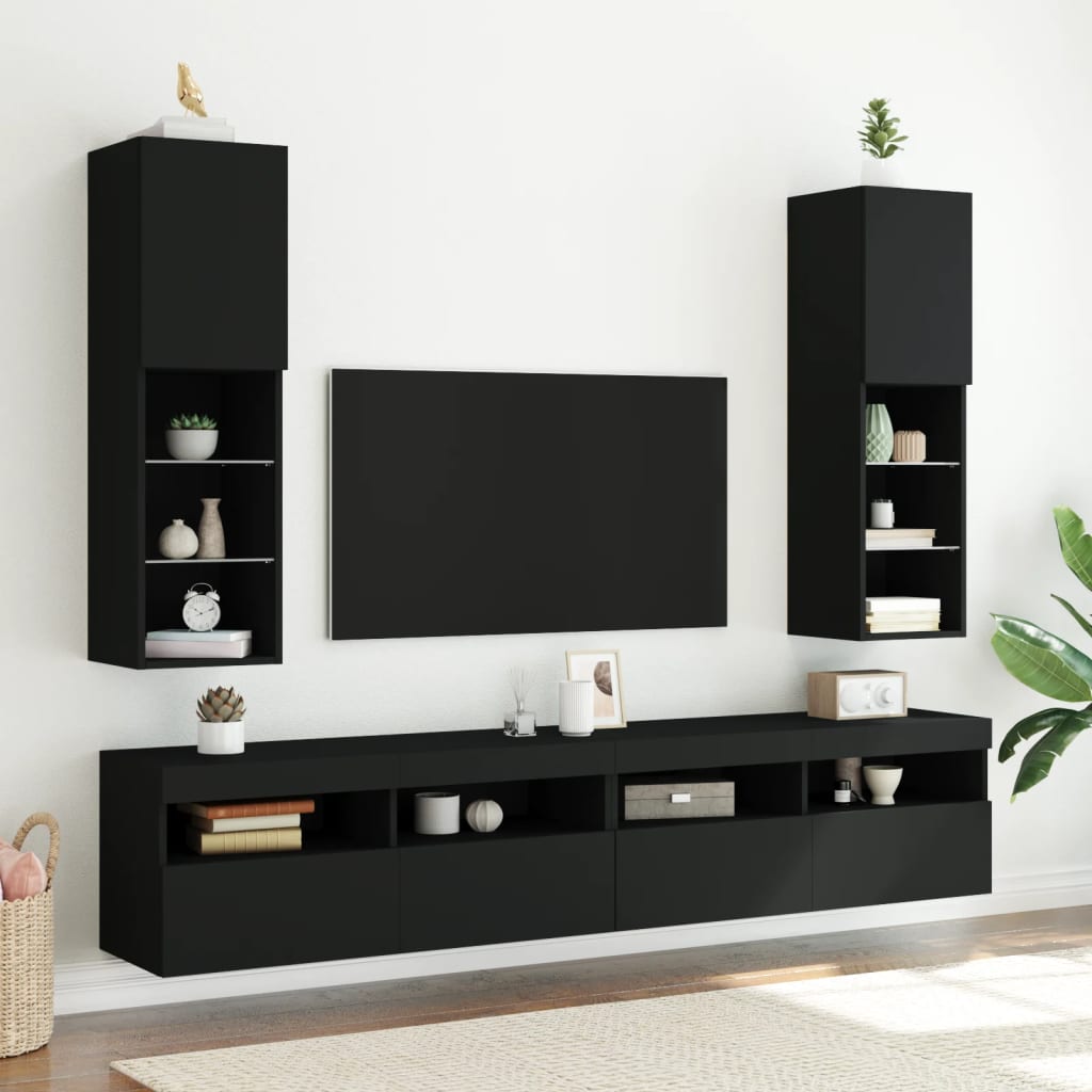 TV skříňka s LED osvětlením černá 30,5 x 30 x 102 cm