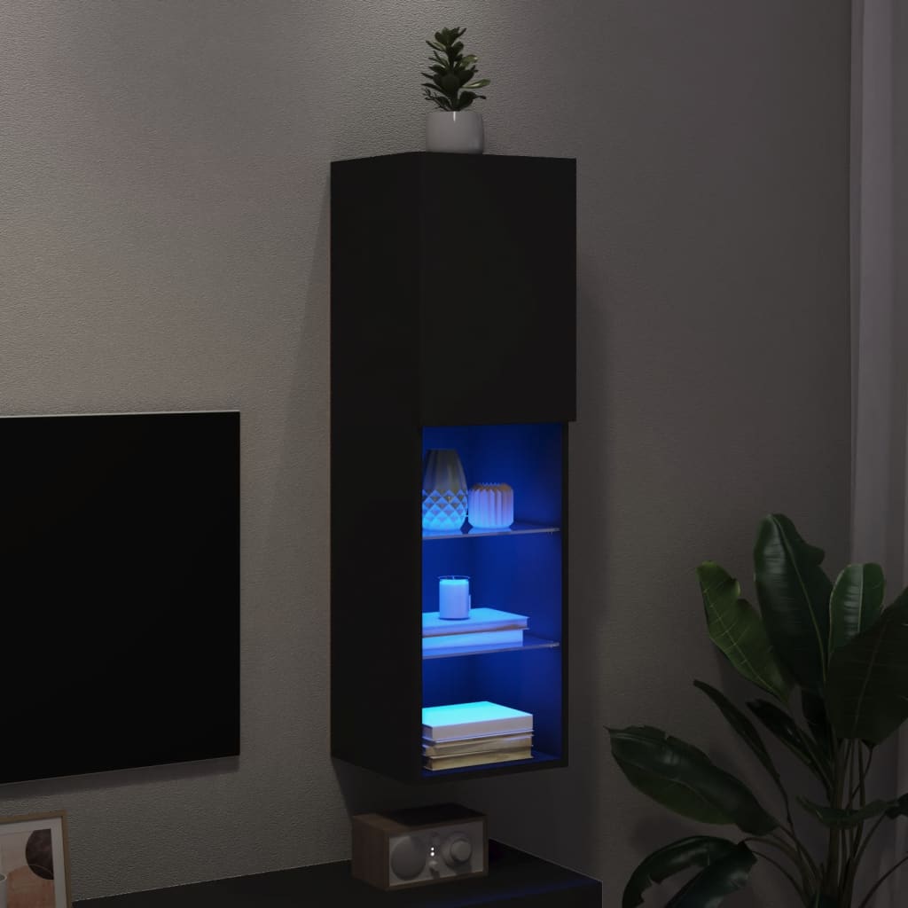 TV skříňka s LED osvětlením černá 30,5 x 30 x 102 cm