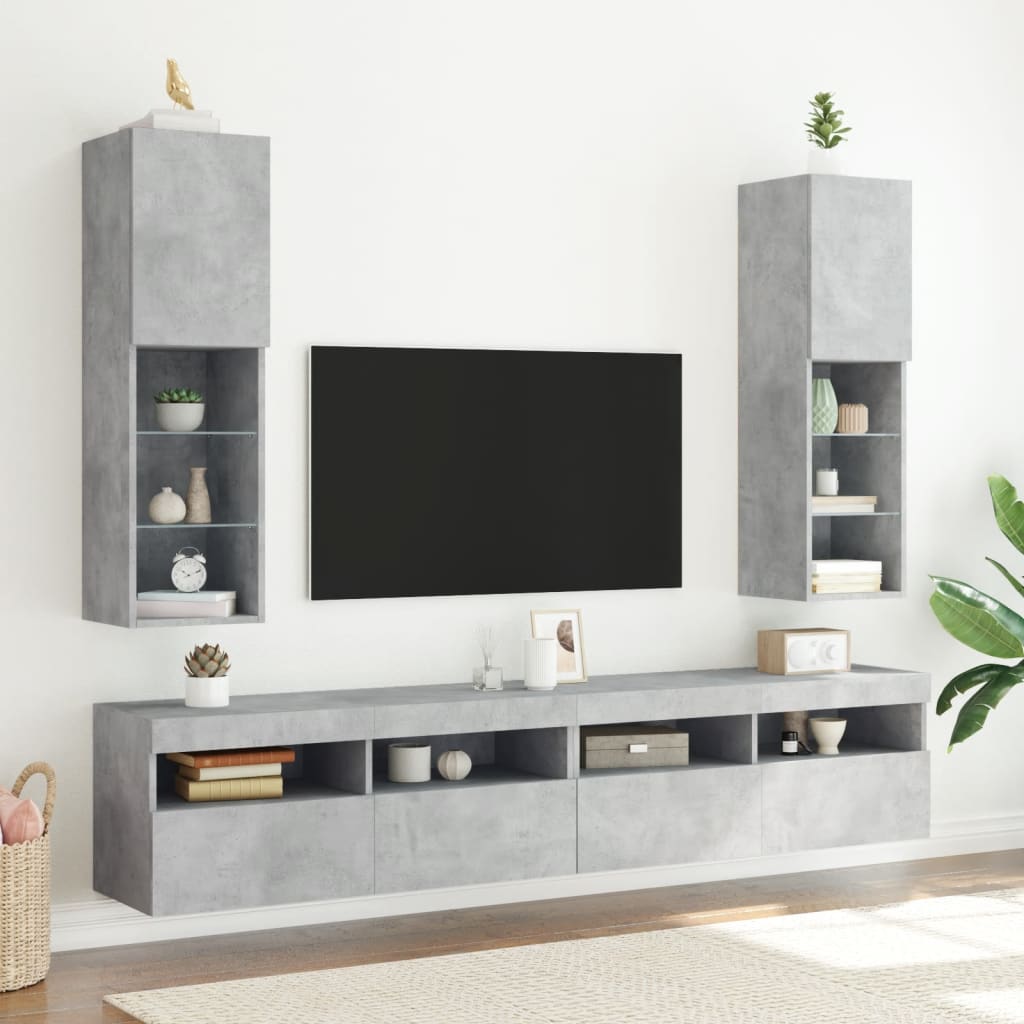 TV skříňka s LED osvětlením betonově šedá 30,5 x 30 x 102 cm