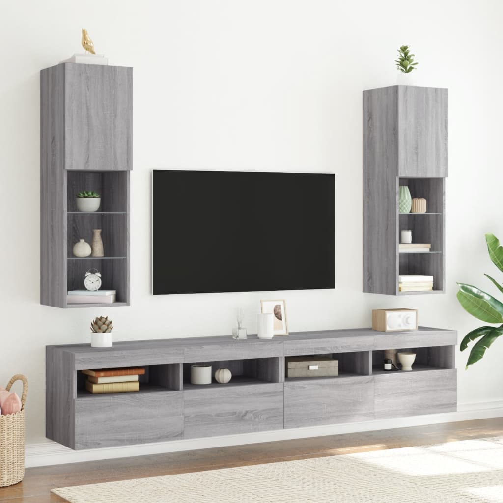 TV skříňka s LED osvětlením šedá sonoma 30,5 x 30 x 102 cm