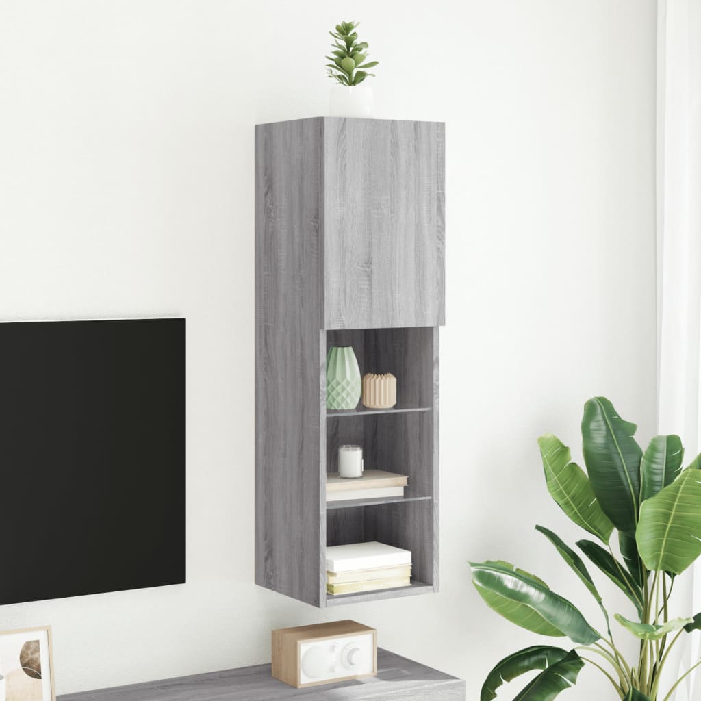 TV skříňka s LED osvětlením šedá sonoma 30,5 x 30 x 102 cm