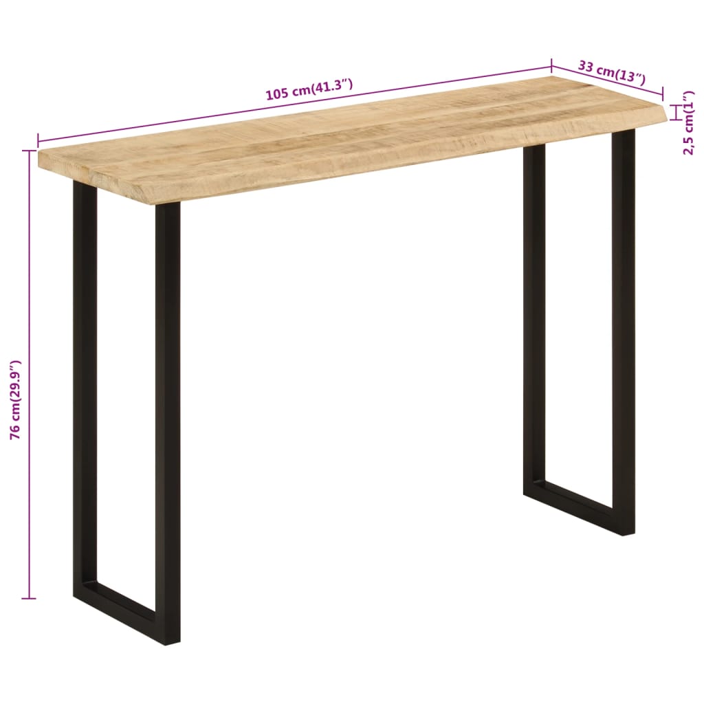 Konzolový stolek s živou hranou 105x33x76 cm masivní mangovník