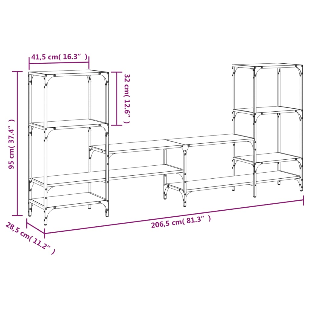 TV skříňka hnědý dub 206,5 x 28,5 x 95 cm kompozitní dřevo