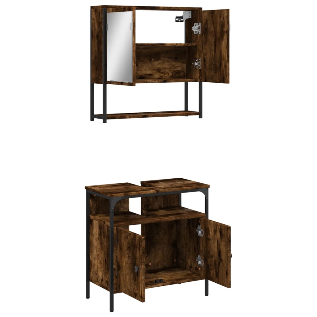 2dílný set koupelnového nábytku kouřový dub kompozitní dřevo