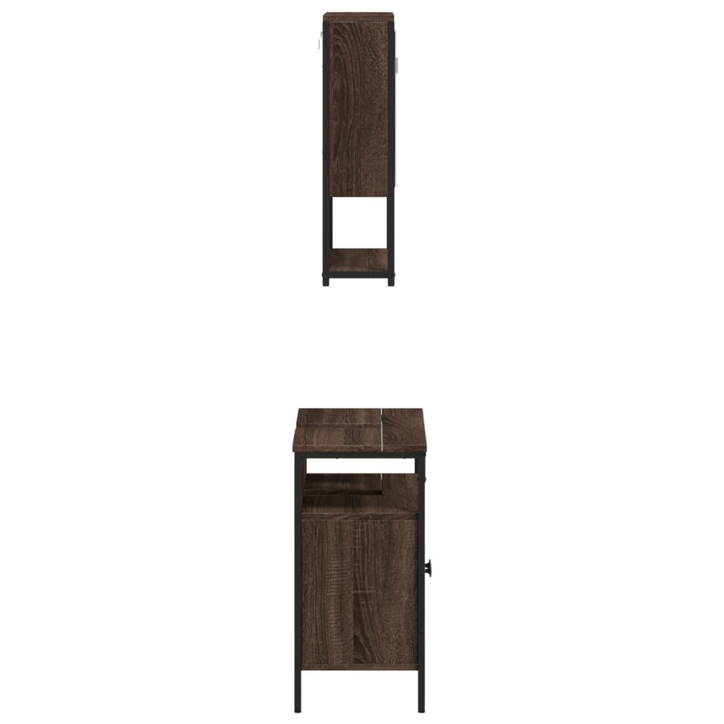 2dílný set koupelnového nábytku hnědý dub kompozitní dřevo