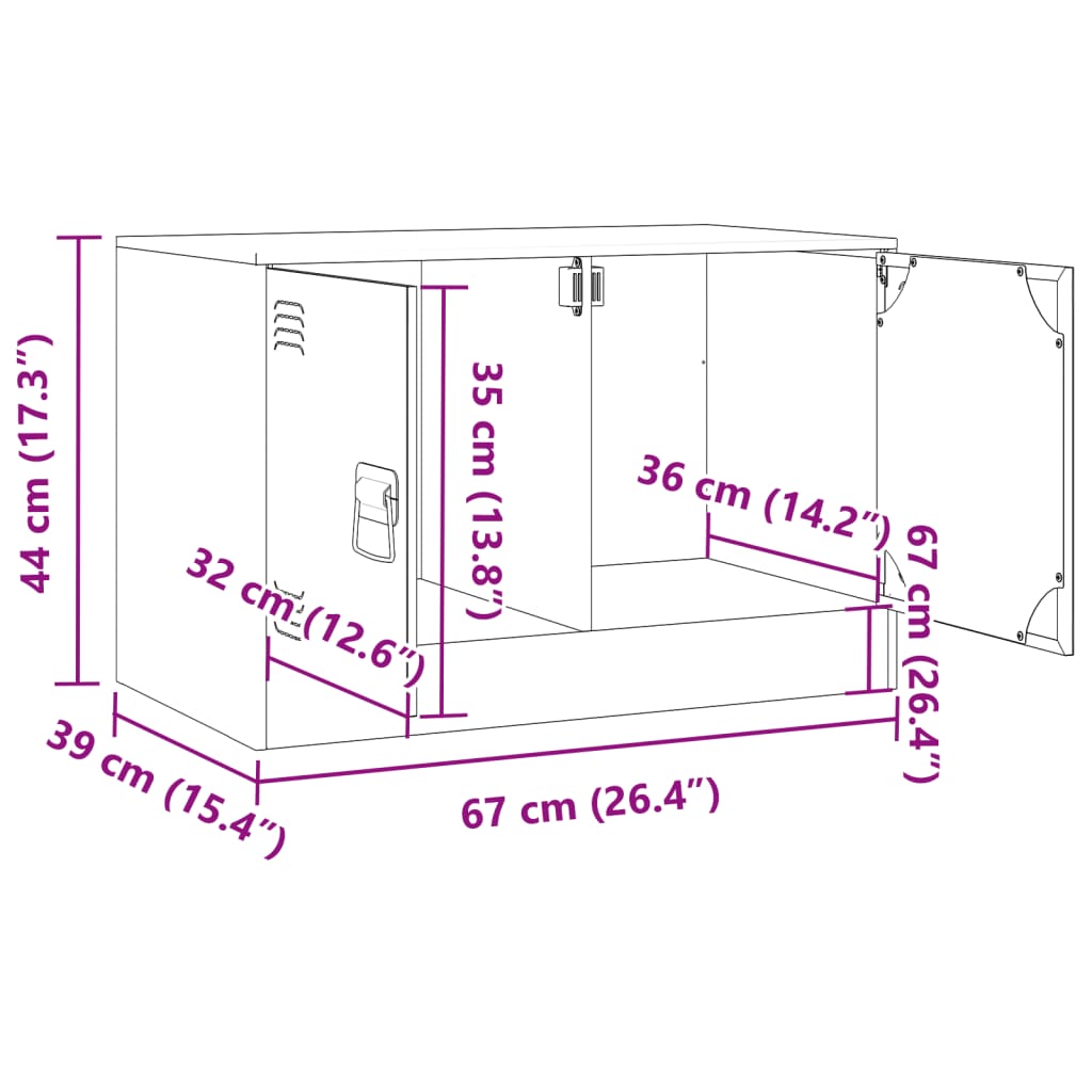 TV skříňka růžová 67 x 39 x 44 cm ocel