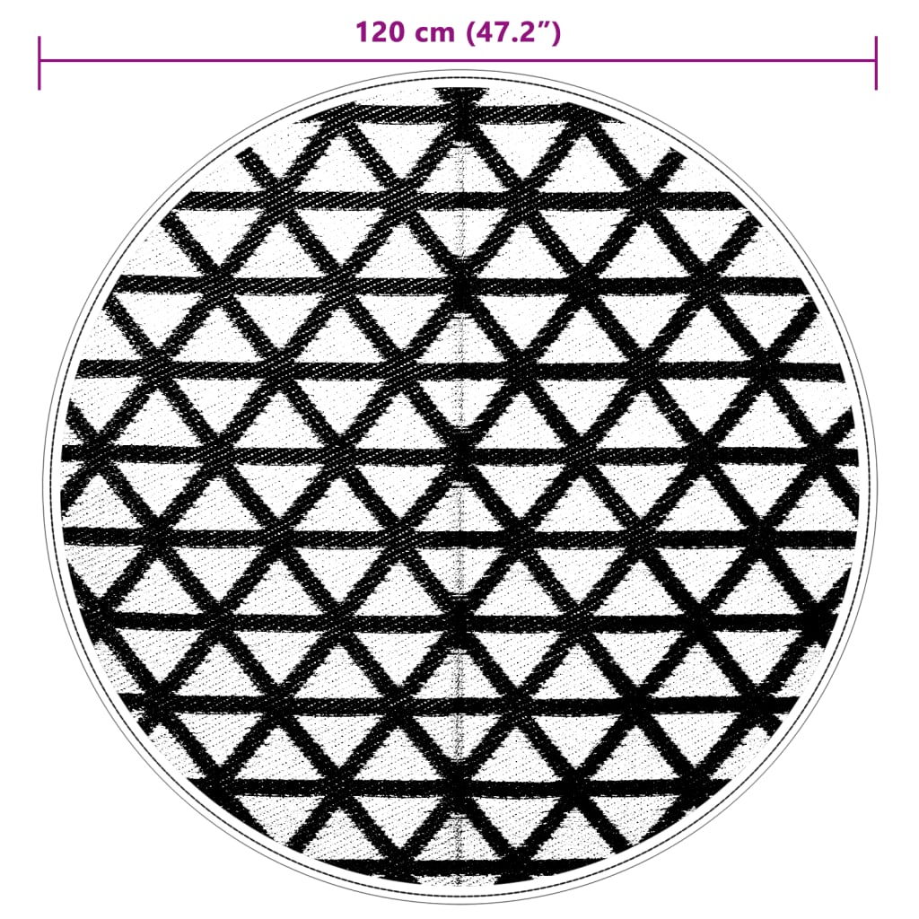 Venkovní koberec černý Ø 120 cm PP