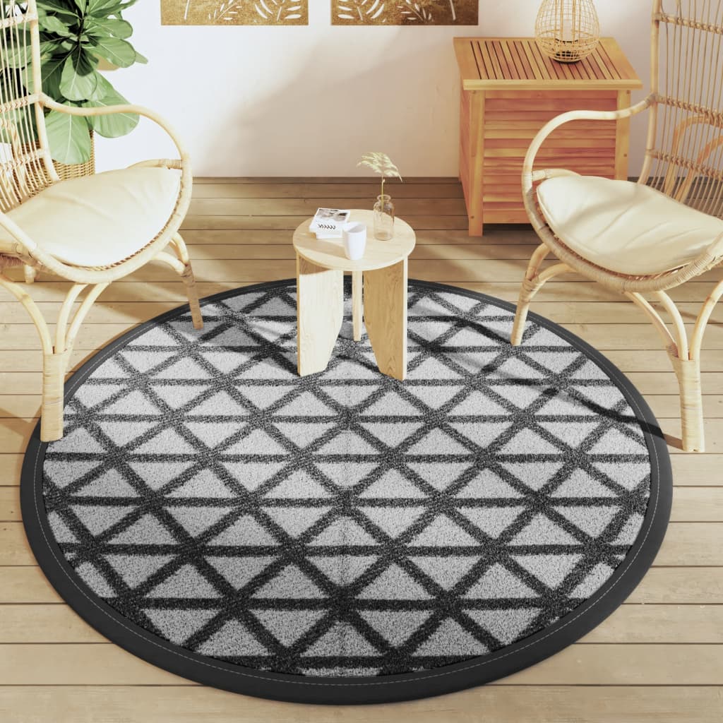 Venkovní koberec černý Ø 160 cm PP