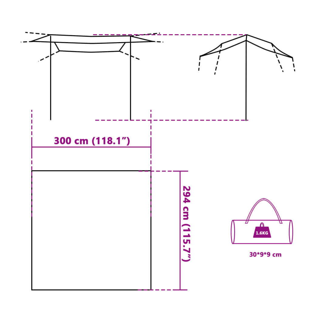 Kempingová plachta zelená 300 x 294 cm nepromokavá