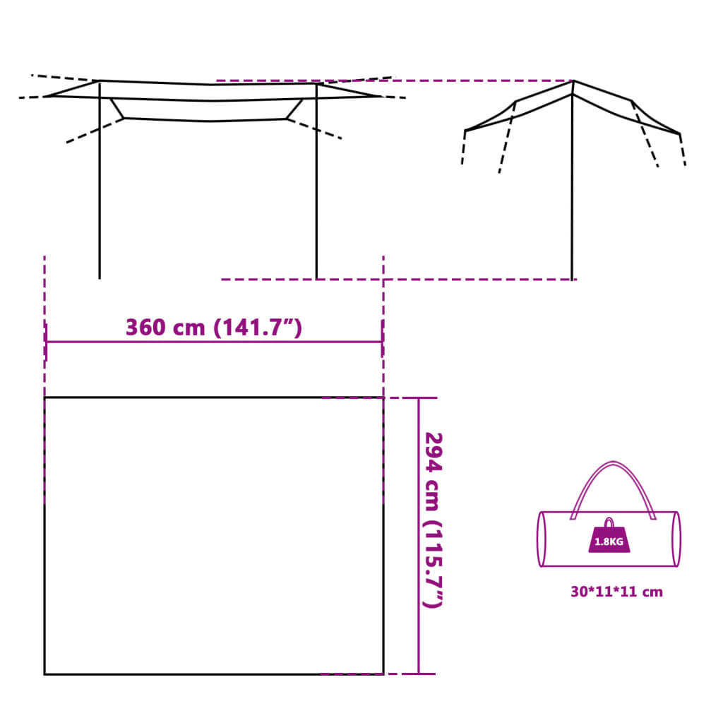 Kempingová plachta zelená 360 x 294 cm nepromokavá