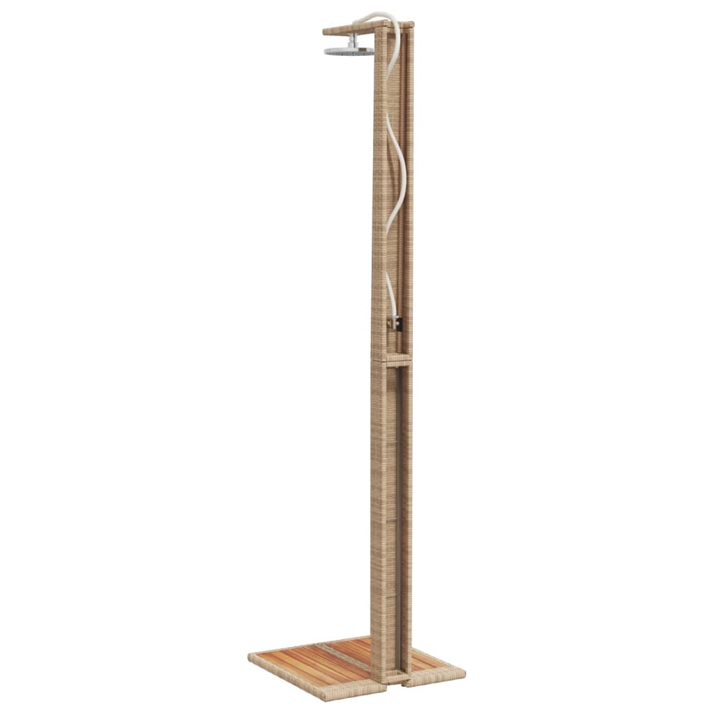 Venkovní sprcha béžová 50x55x224 cm polyratan a akáciové dřevo