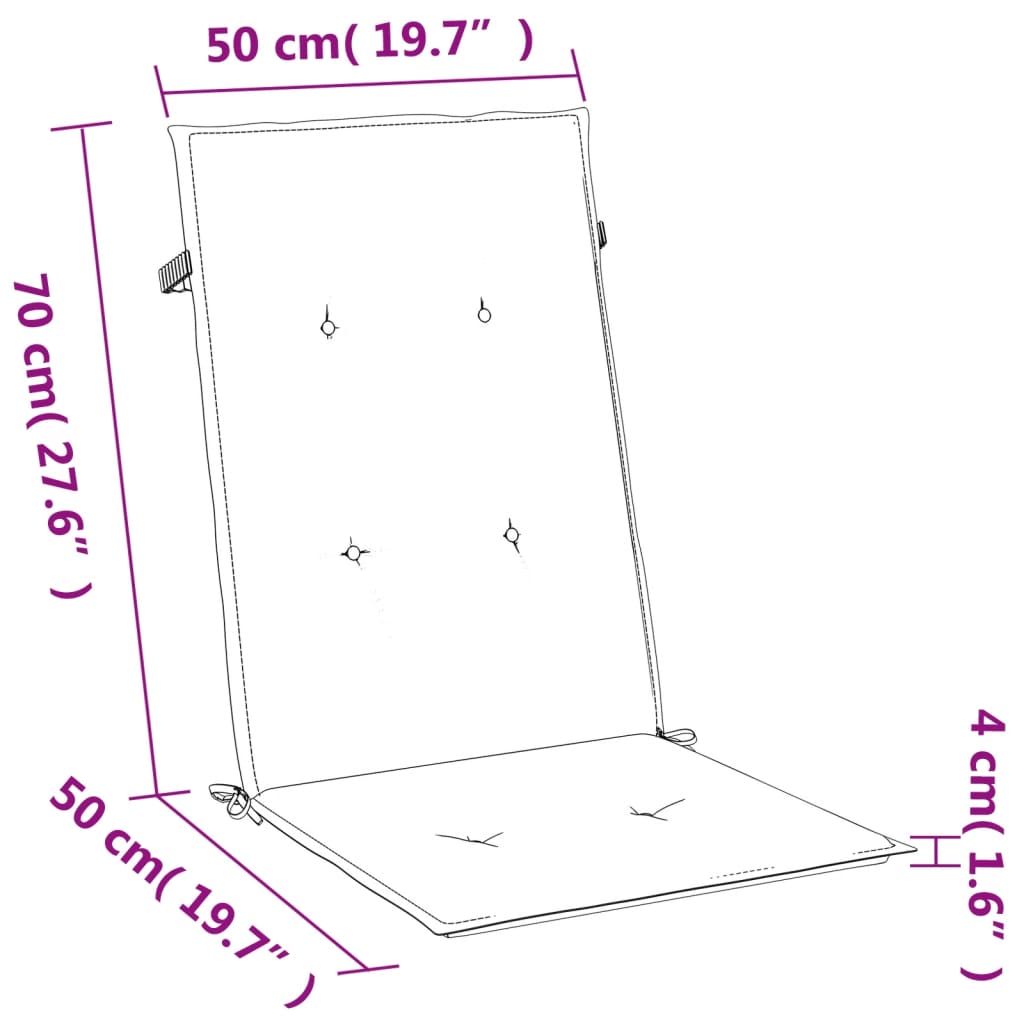 Podušky na židli vysoké opěradlo 4 ks krémová melanž 120x50x4cm