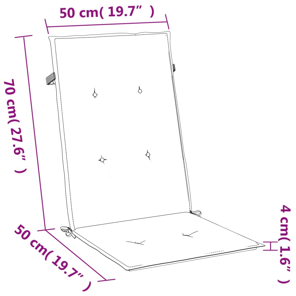 Podušky na židli vysoké opěradlo 4 ks zelená melanž 120x50x4 cm