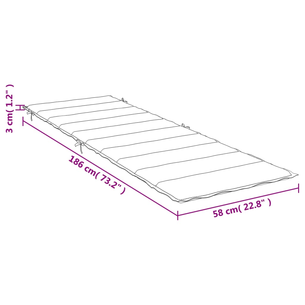 Poduška na lehátko vínová melanž 186 x 58 x 3 cm textil