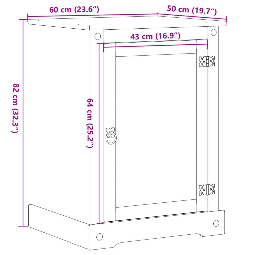 Hifi skříňka Corona 60 x 50 x 82 cm masivní borové dřevo