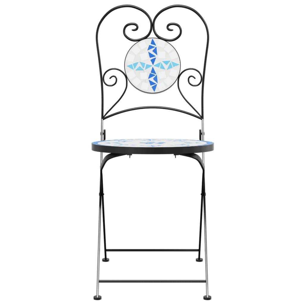 Bistro židle skládací 2 ks modré a bílé keramika