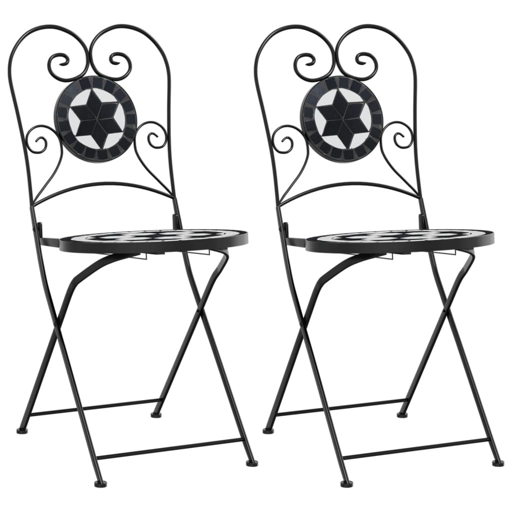 Bistro židle skládací 2 ks černé a bílé keramika