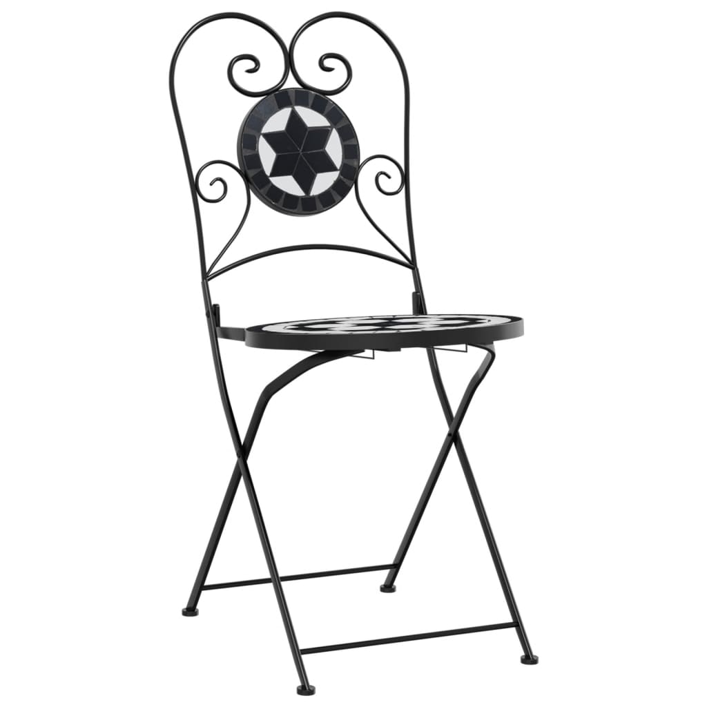 Bistro židle skládací 2 ks černé a bílé keramika