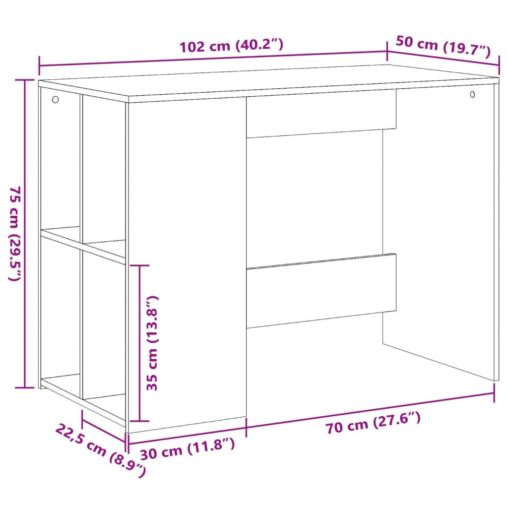 Psací stůl bílý 102 x 50 x 75 cm kompozitní dřevo