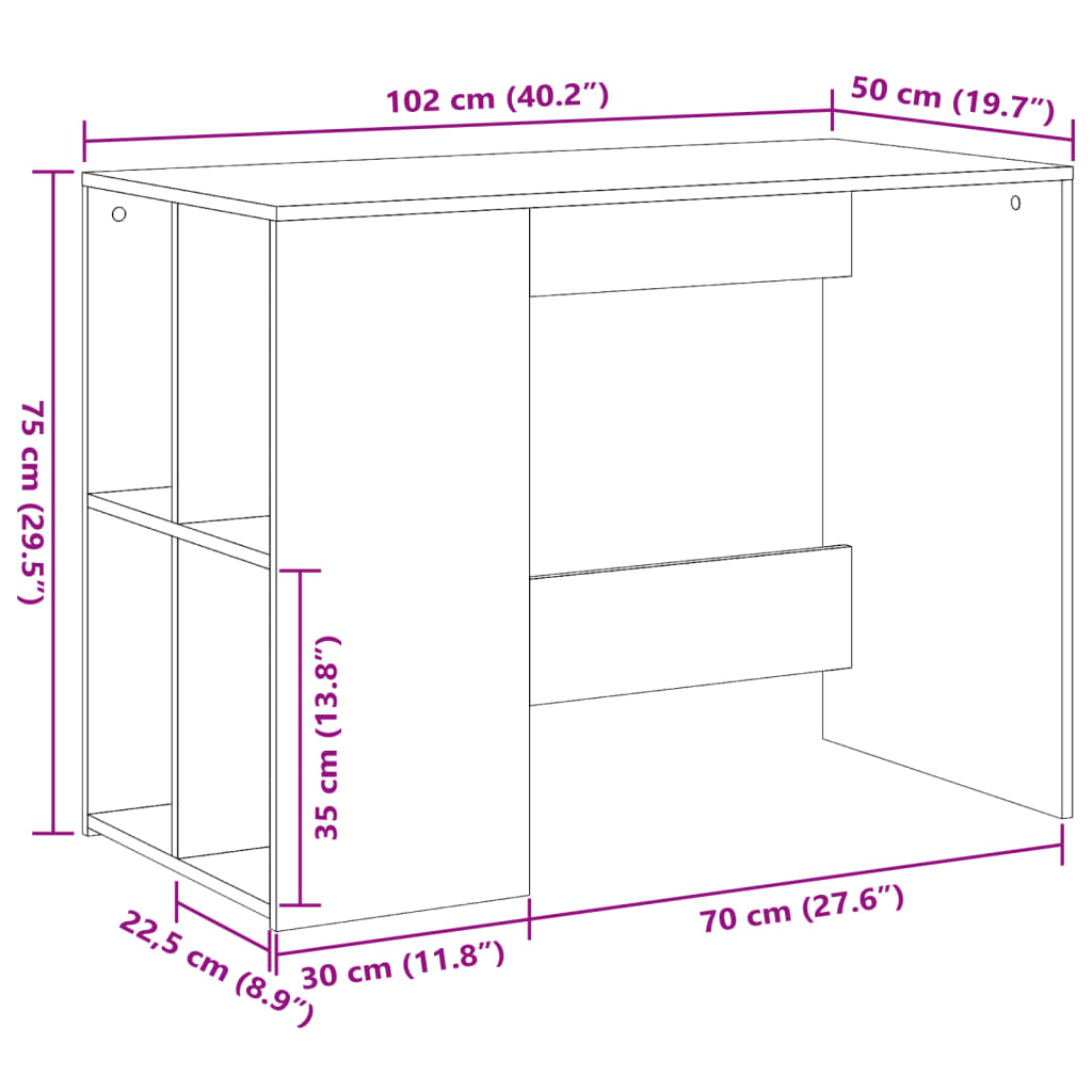 Psací stůl černý 102 x 50 x 75 cm kompozitní dřevo