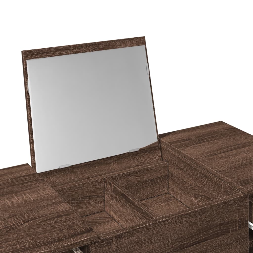 Toaletní stolek se zrcadlem hnědý dub 100 x 45 x 76 cm