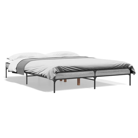 Rám postele šedý sonoma 160 x 200 cm kompozitní dřevo a kov