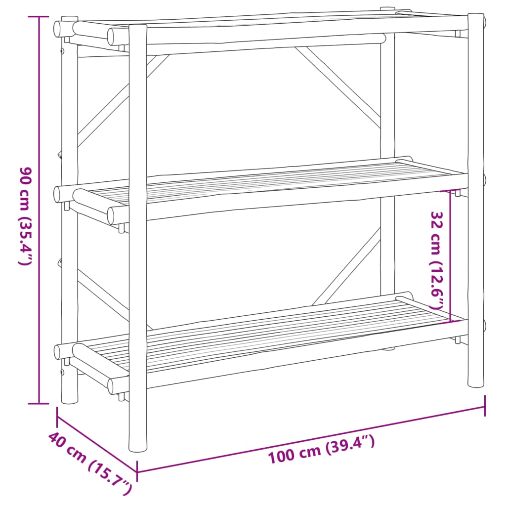 Regál se 3 policemi 100 x 40 x 90 cm bambus