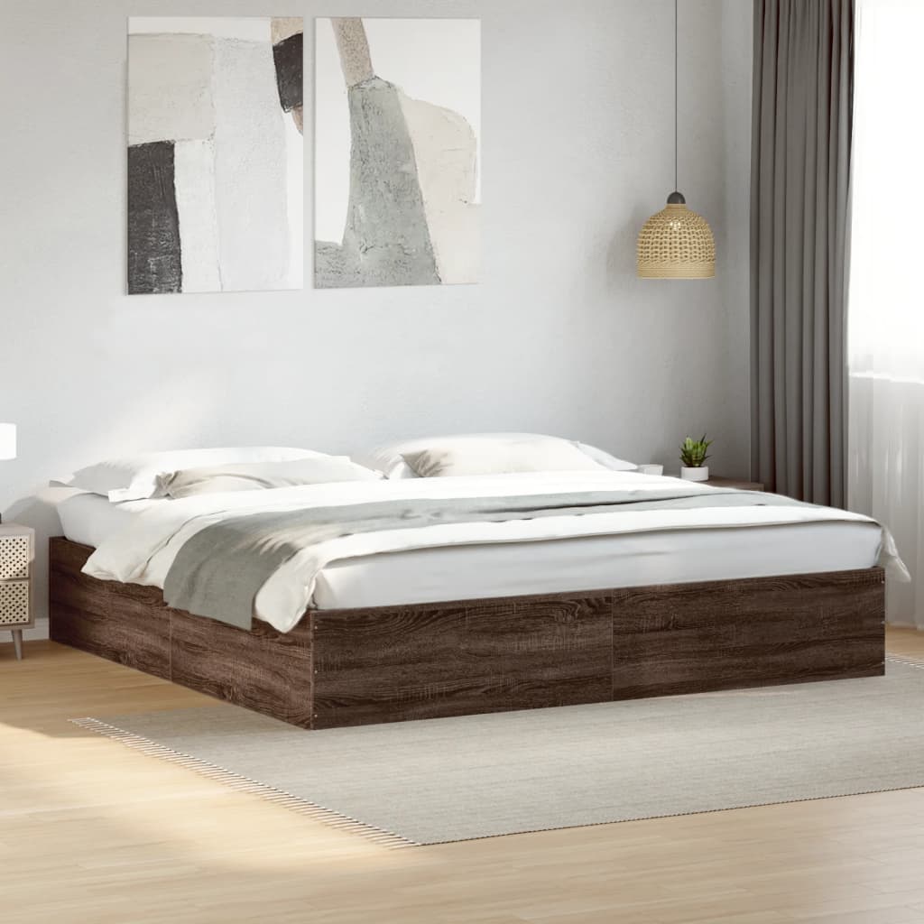 Rám postele hnědý dub 180 x 200 cm kompozitní dřevo