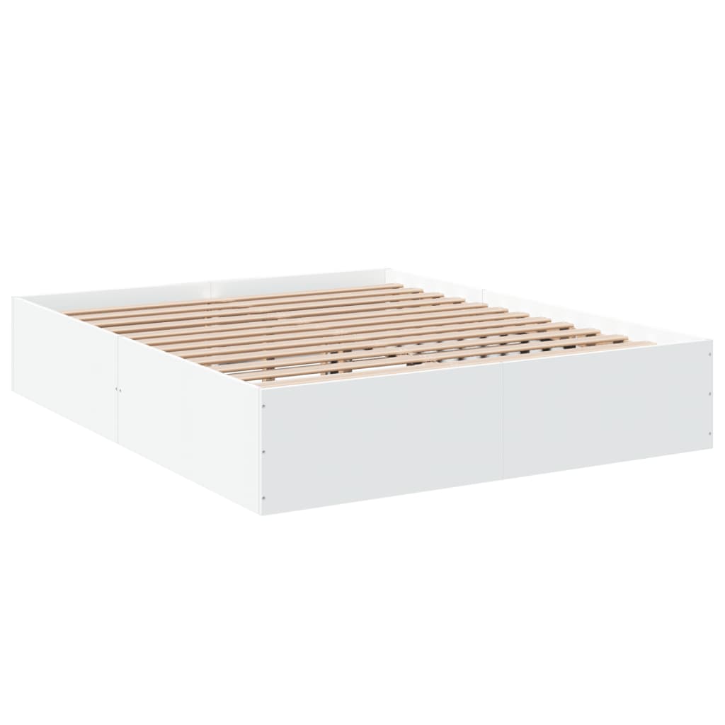 Rám postele bílý 160 x 200 cm kompozitní dřevo