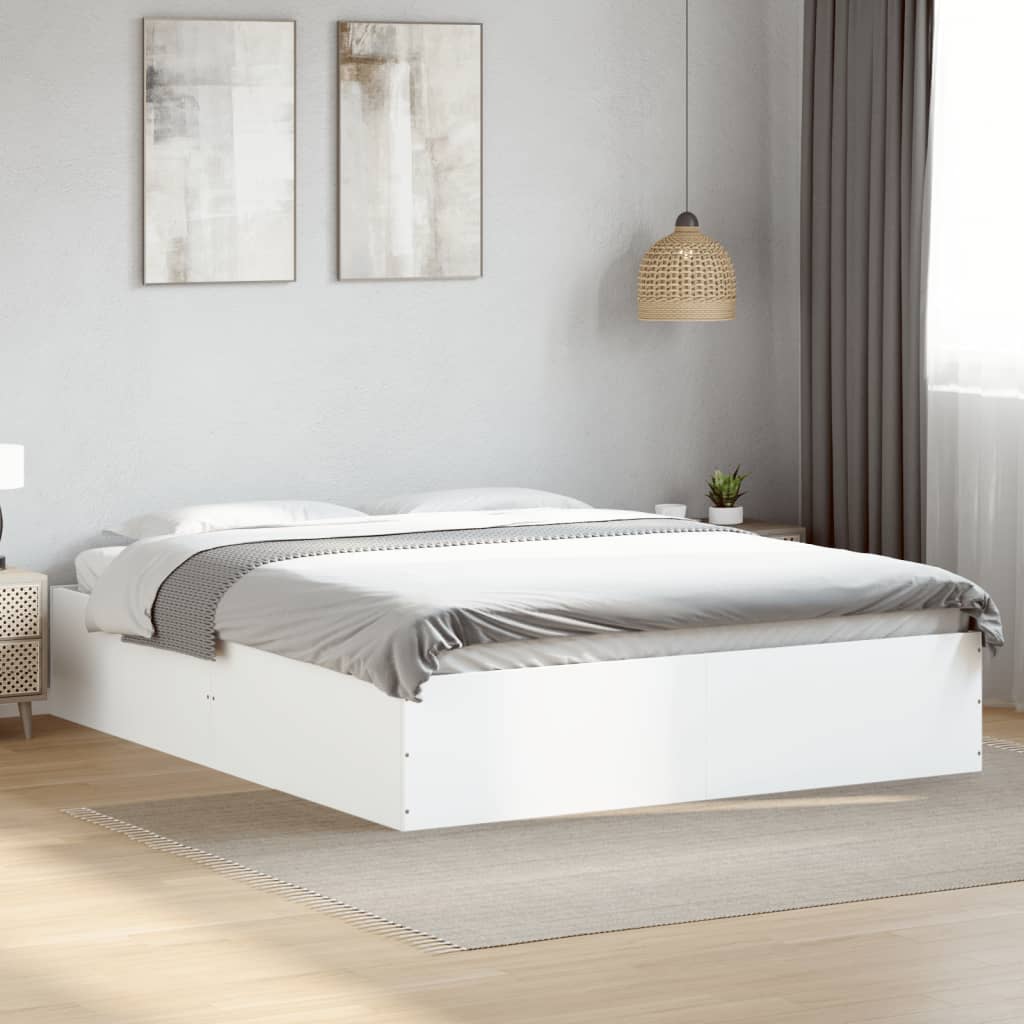 Rám postele bílý 160 x 200 cm kompozitní dřevo
