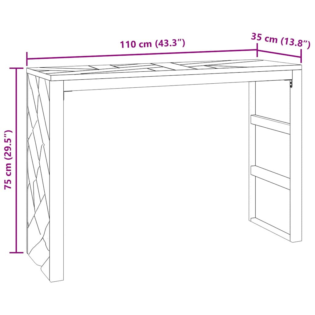 Konzolový stolek 110 x 35 x 75 cm masivní teakové dřevo